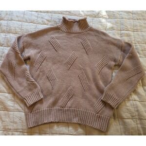 Doe & Rae Size Medium Dusty Pink Turtleneck Boho Romantic Knit Rollneck